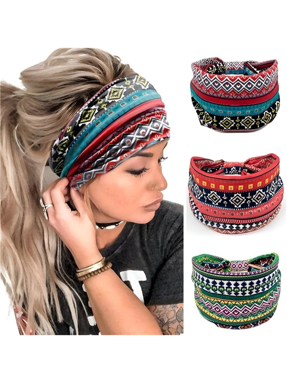 Boho Criss Cross Wide Headband Women Wide Hair Band Boho Elastic Sports Headwear